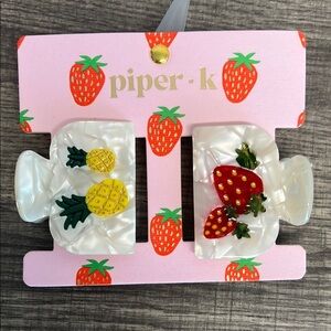 Piper K |  2 Pack of Strawberry & Pineapple Small Hair Clips (4)